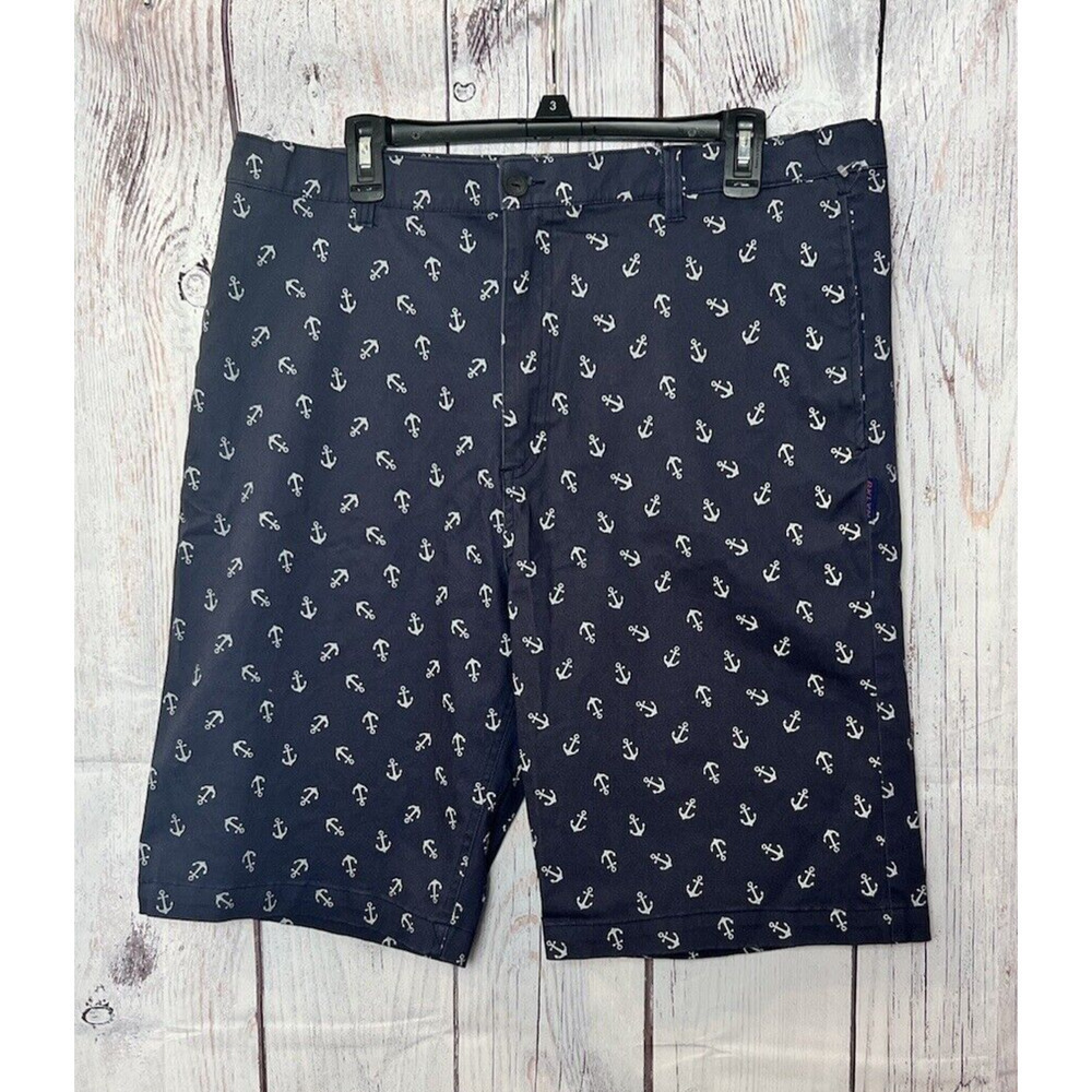 Brooklyn Cloth Soft Summer Chino Shorts Men's 40 Blue Anchor Print